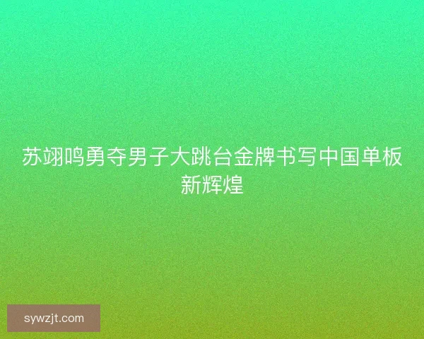 苏翊鸣勇夺男子大跳台金牌书写中国单板新辉煌