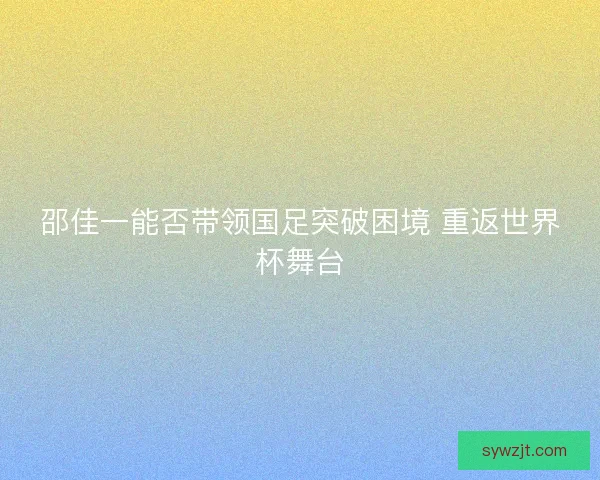 邵佳一能否带领国足突破困境 重返世界杯舞台
