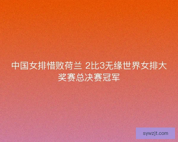 中国女排惜败荷兰 2比3无缘世界女排大奖赛总决赛冠军